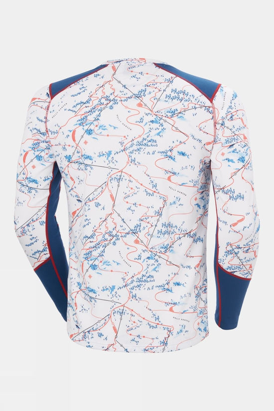 Helly Hansen Mens LIFA Active Crew Base Layer Top White Slope Map Aop