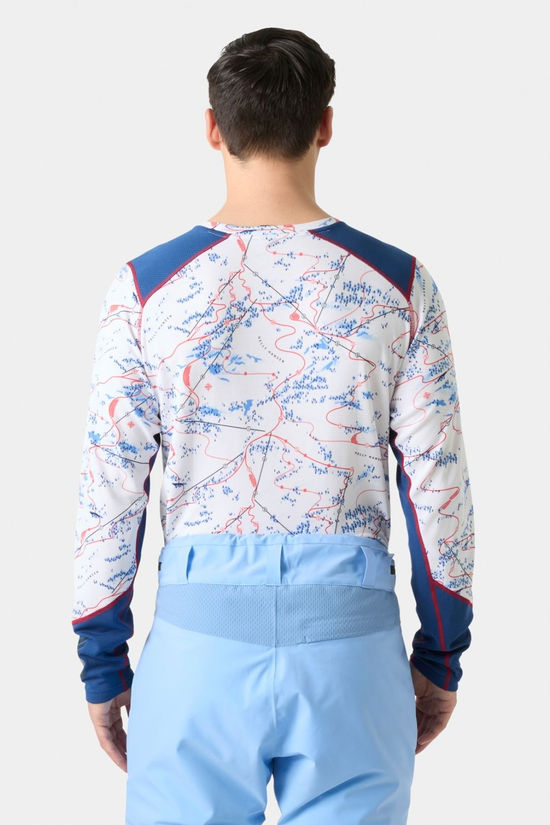 Helly Hansen Mens LIFA Active Crew Base Layer Top White Slope Map Aop