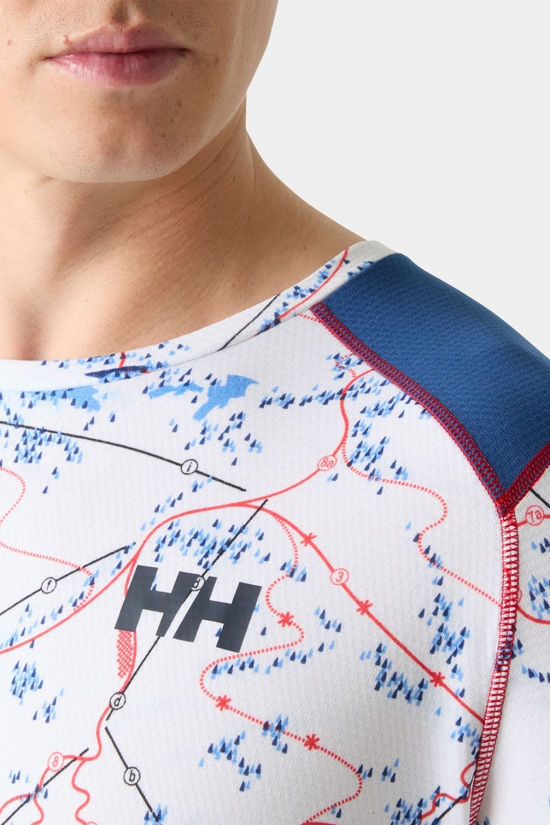 Helly Hansen Mens LIFA Active Crew Base Layer Top White Slope Map Aop