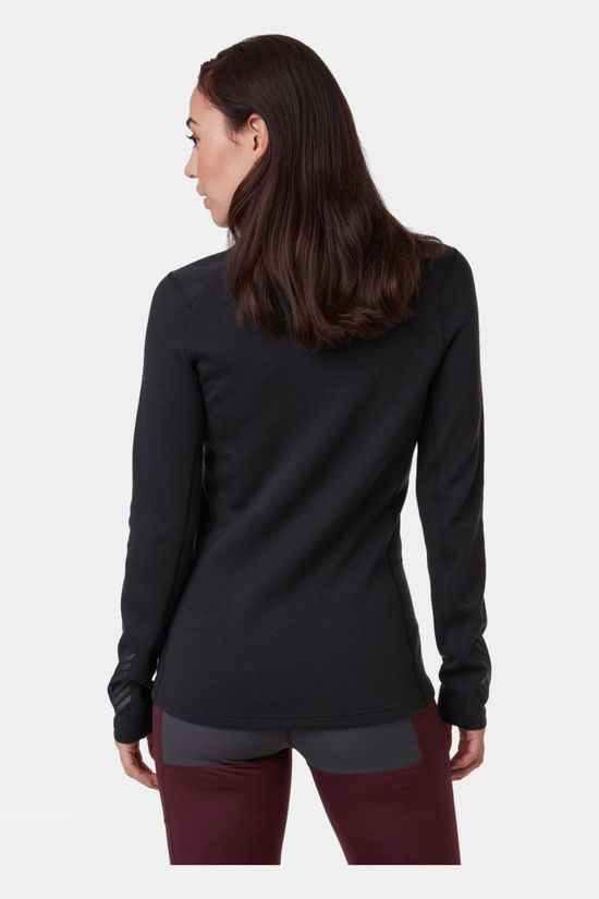 Helly Hansen Womens Lifa Merino Midweight Crew Base Layer Top Black