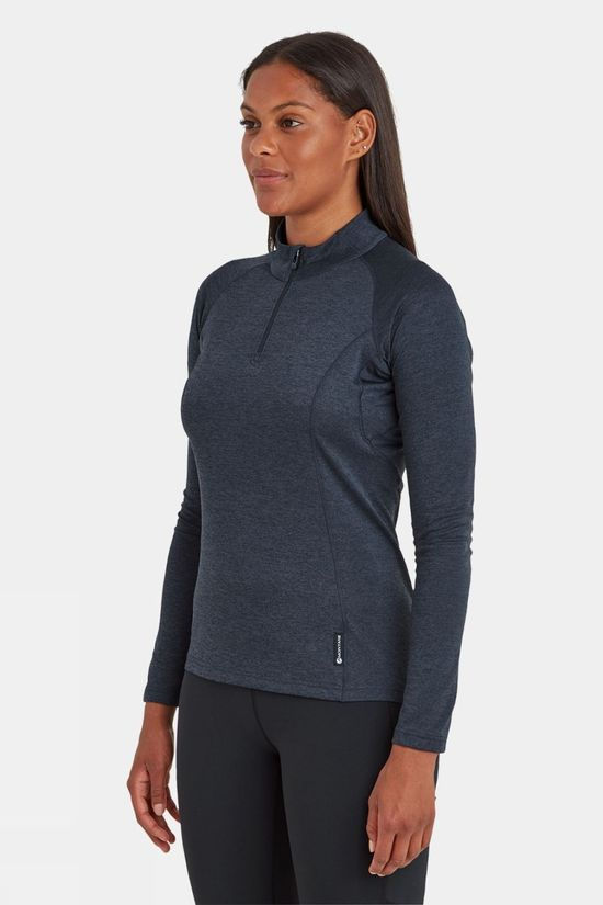 Montane Womens Dart Zip Neck Base Layer Top  Eclipse Blue