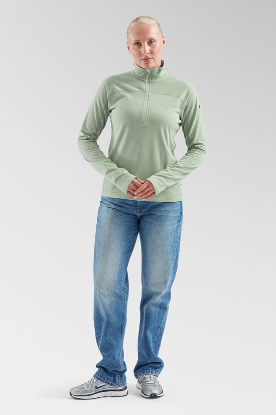 Fjallraven Womens Abisko Lite Fleece Half Zip Fleece Misty Green