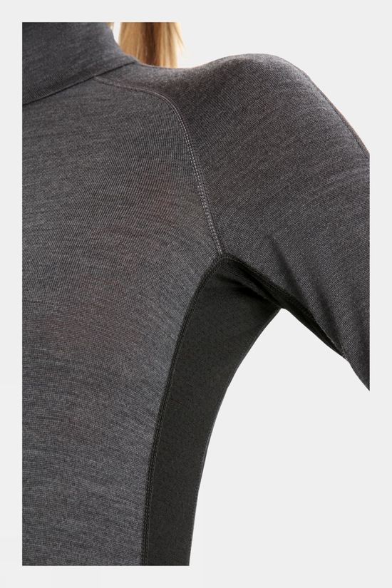 Icebreaker Womens Zoneknit 260 Half Zip Base Layer Top Jet Hthr/Black/Metro Hthr/Cb