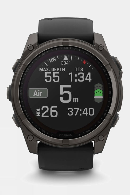 Garmin Fenix 8 Sapphire Solar 51mm GPS Smartwatch Carbon Grey Titanium And Black With Black/Pebble Grey Band