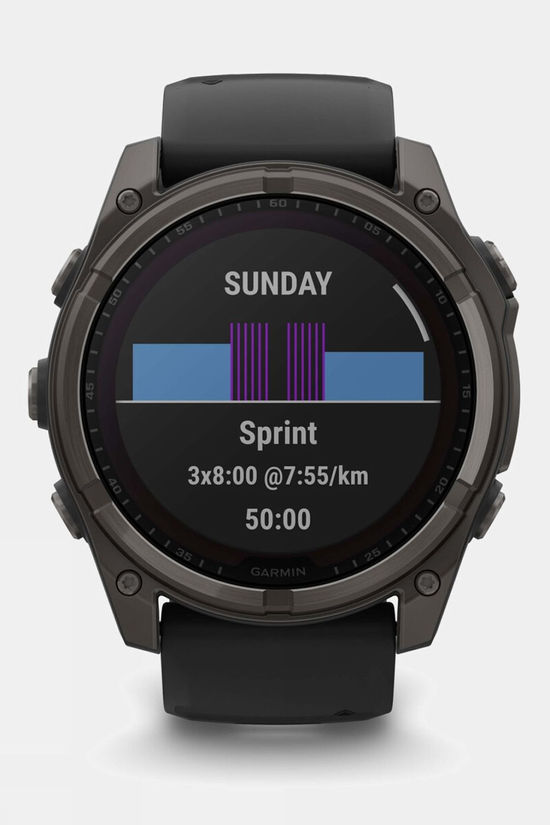 Garmin Fenix 8 Sapphire Solar 51mm GPS Smartwatch Carbon Grey Titanium And Black With Black/Pebble Grey Band