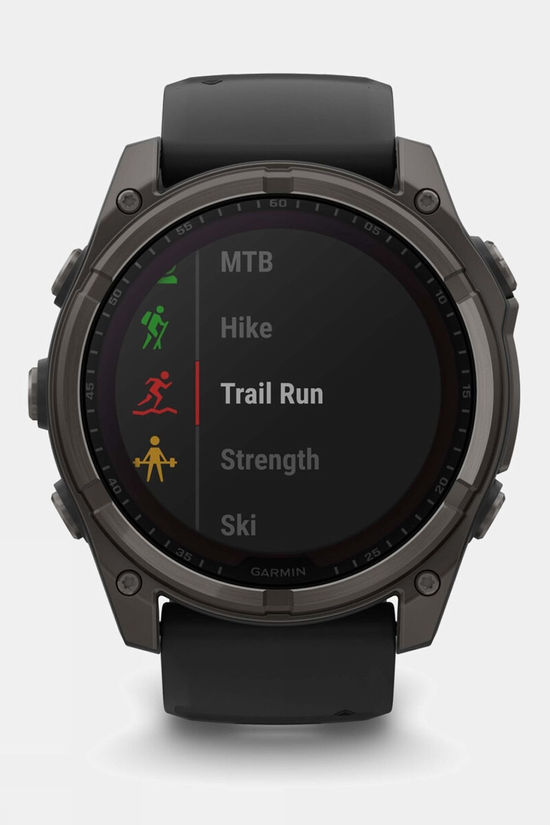 Garmin Fenix 8 Sapphire Solar 51mm GPS Smartwatch Carbon Grey Titanium And Black With Black/Pebble Grey Band