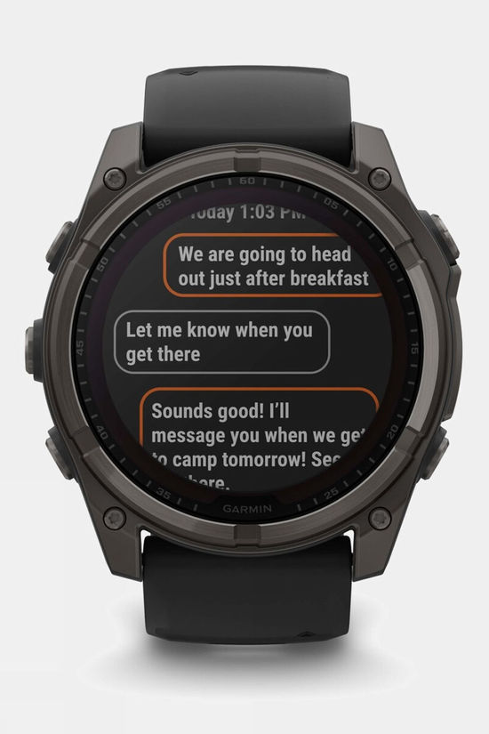 Garmin Fenix 8 Sapphire Solar 51mm GPS Smartwatch Carbon Grey Titanium And Black With Black/Pebble Grey Band