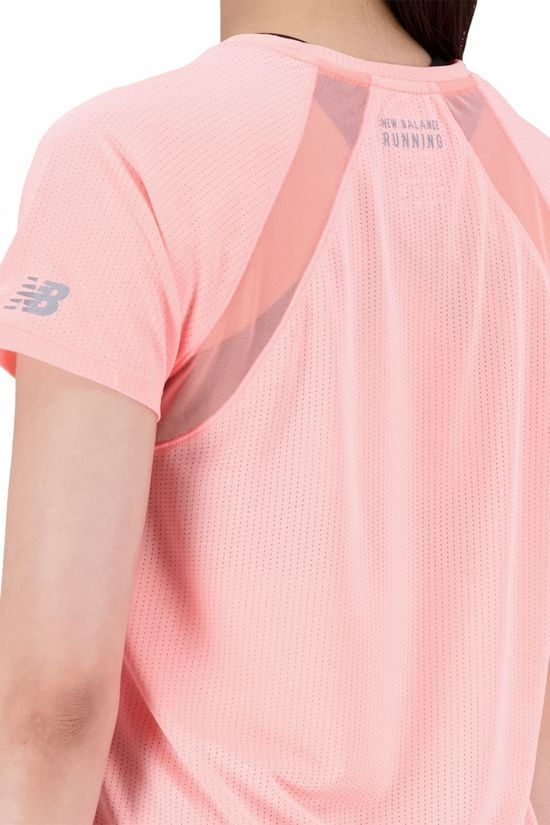 New Balance Womens Printed Impact Run Tee Grapefruit Heather