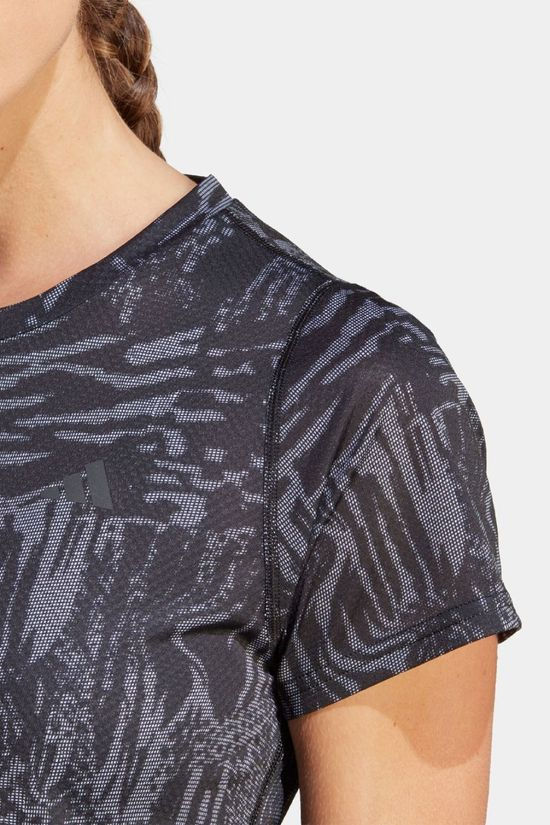 Adidas Womens Run Icons 3 Bar Logo Running Tee Black/White