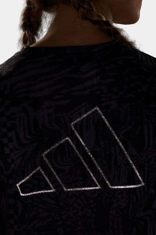 Adidas Womens Run Icons 3 Bar Logo Running Tee Black/White