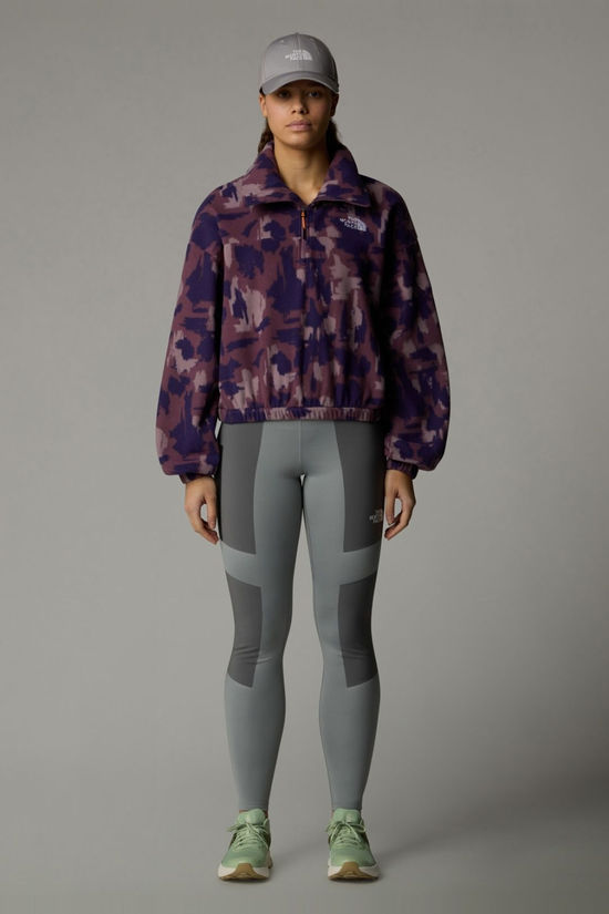 The North Face Womens Mountain Athletics Printed Quarter Zip Fleece Midnight Mauve Painted