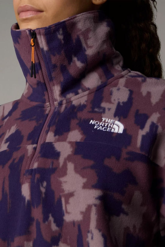 The North Face Womens Mountain Athletics Printed Quarter Zip Fleece Midnight Mauve Painted