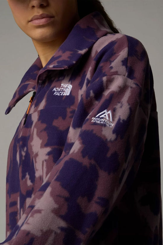 The North Face Womens Mountain Athletics Printed Quarter Zip Fleece Midnight Mauve Painted