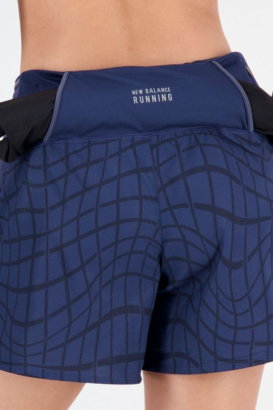 New Balance Womens Printed Impact Run 5" Shorts Nb Navy