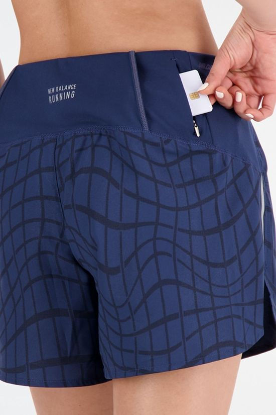 New Balance Womens Printed Impact Run 5" Shorts Nb Navy