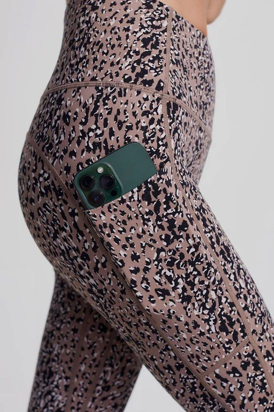 Varley Womens Lets Go Pocket Leggings Mauve Mix Speckle Animal