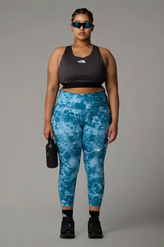 The North Face Womens Plus Size Flex High Rise 7/8 Printed Leggings Mallard Blue Micro Half