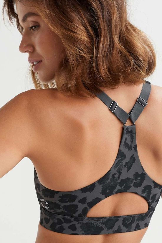 Lilybod Womens Becca Sports Bra Black Leopard Print