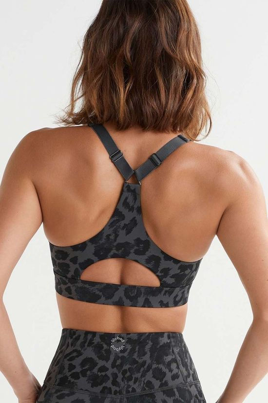 Lilybod Womens Becca Sports Bra Black Leopard Print