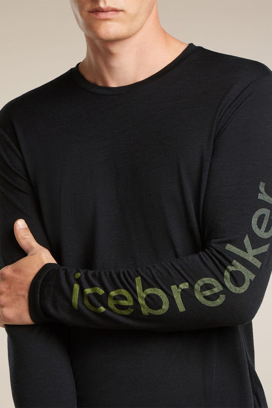 Icebreaker Mens 150 Tech Lite Long Sleeve Base Layer Top - IB Vertical Black