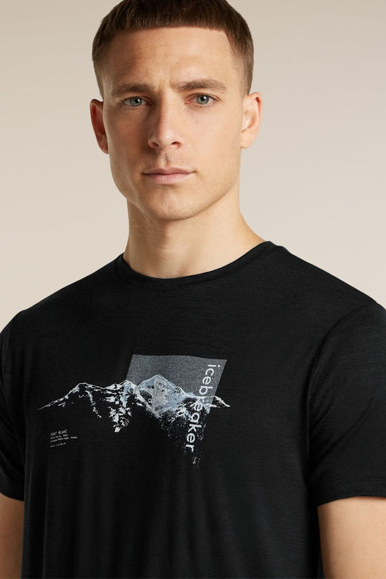 Icebreaker Mens 150 Tech Lite Short Sleeve Base Layer Top - Pure Altitude Black