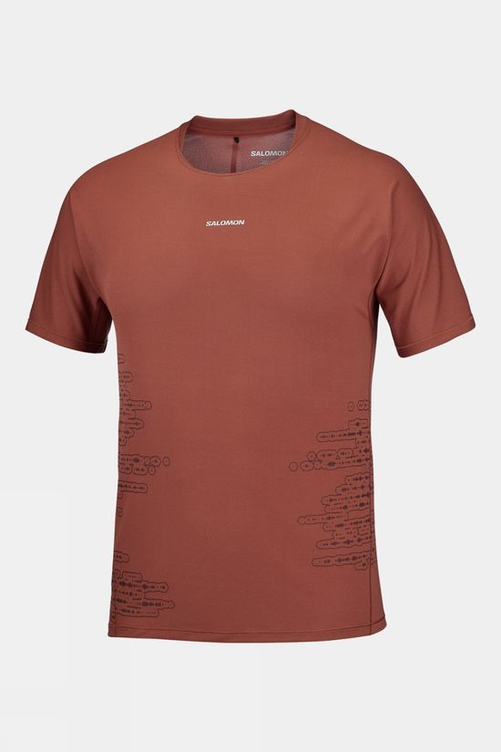 Salomon Mens Sense Aero GFX T-Shirt Burnt Umber/Coffee Bean