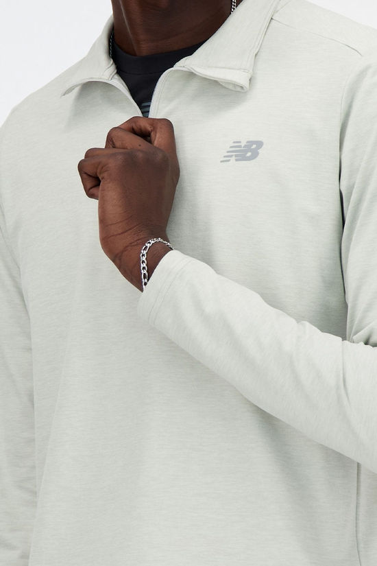 New Balance Mens Space Dye Quarter Zip Top Athletic Grey