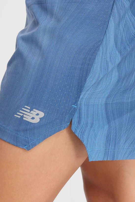 New Balance Mens RC Printed 5" Shorts Blue Agate