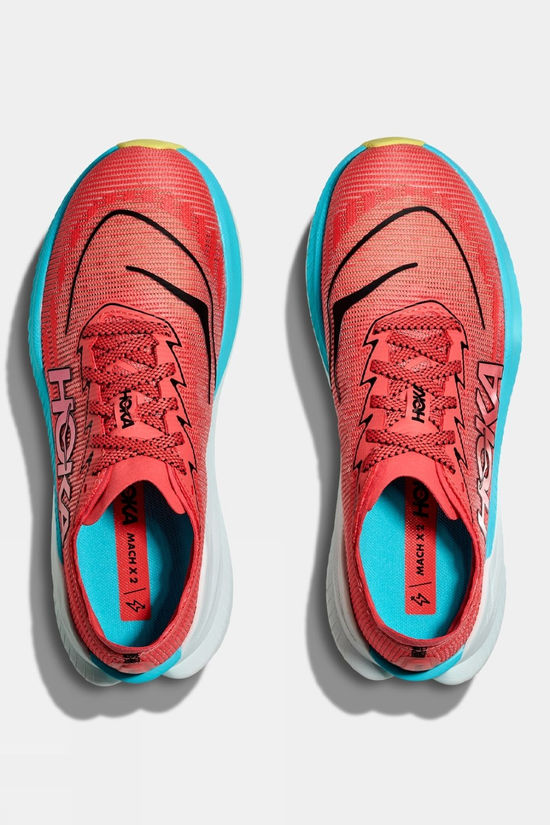 Hoka Womens Mach X 2 Running Shoes Grapefruit/Electric Coral
