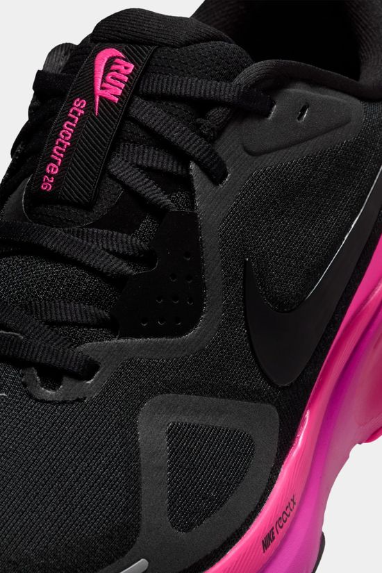 Nike Womens Structure 26 Shoes Black/Black-Hyper Pink-Laser Crimson