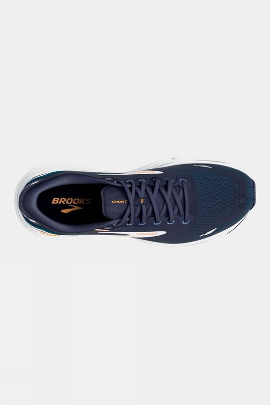 Brooks Mens Ghost 15 Shoes - Wide 439 Peacoat/Blue/Orange Pop