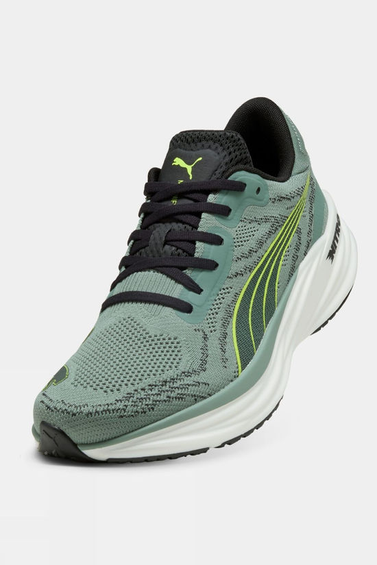 Puma Mens Magnify Nitro 2 Tech Shoes Green Moon/Yellow Alert