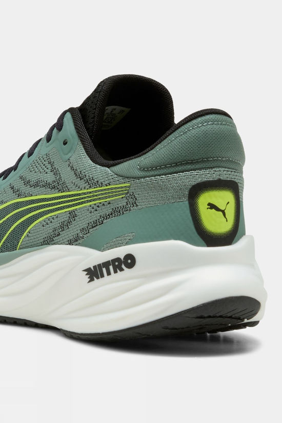 Puma Mens Magnify Nitro 2 Tech Shoes Green Moon/Yellow Alert