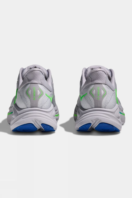 Hoka Mens Clifton 10 Shoes Ash Grey / Neon Green