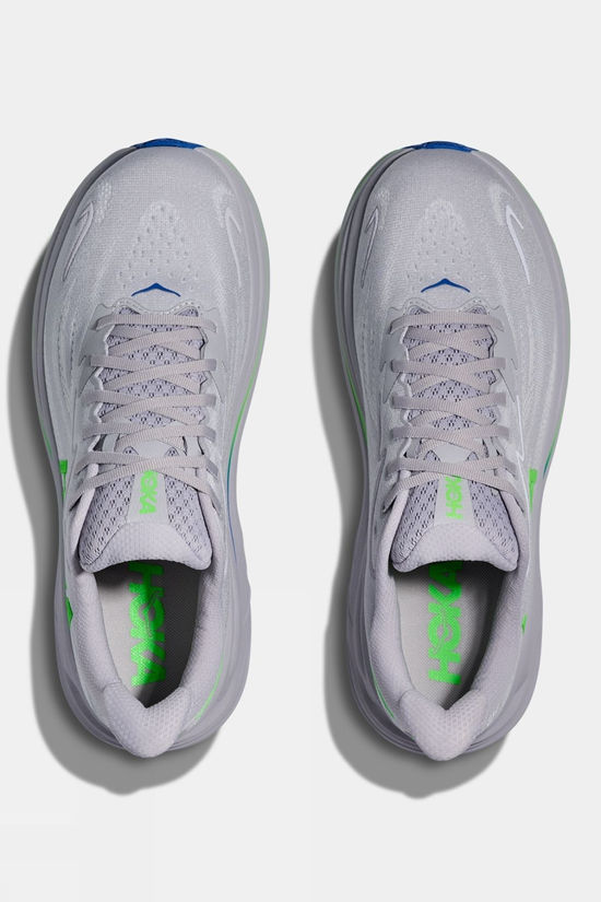 Hoka Mens Clifton 10 Shoes Ash Grey / Neon Green
