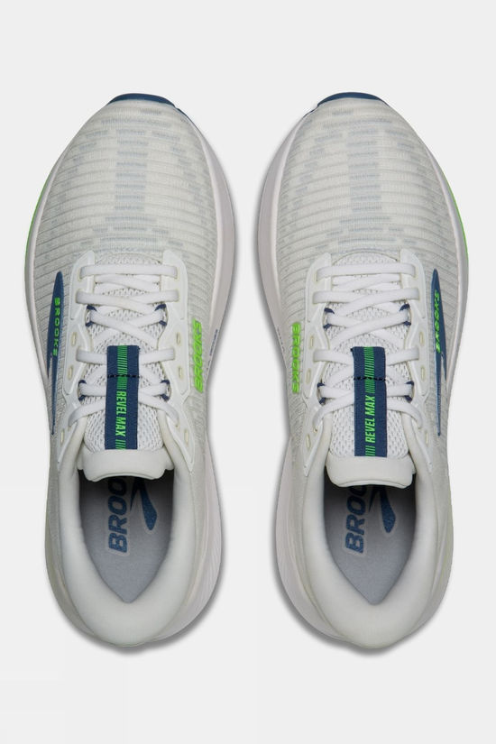 Brooks Mens Revel Max Shoes White/Moonlight/Green Gecko