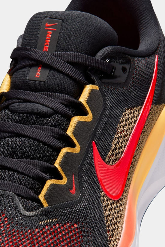 Nike Mens Pegasus 41 Shoes Black/Bright Crimson-Topaz Gold