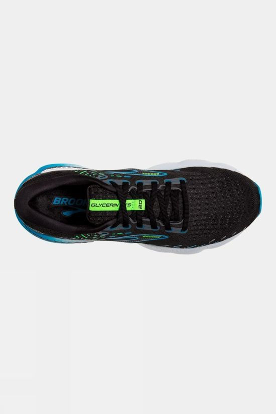 Brooks Mens Glycerin GTS 20 Shoes Black/Hawaiian Ocean/Green